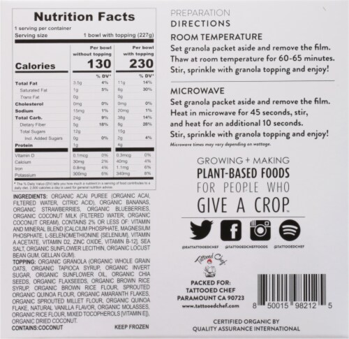 Tattooed Chef™ Organic Acai Bowl, 8 oz - Harris Teeter